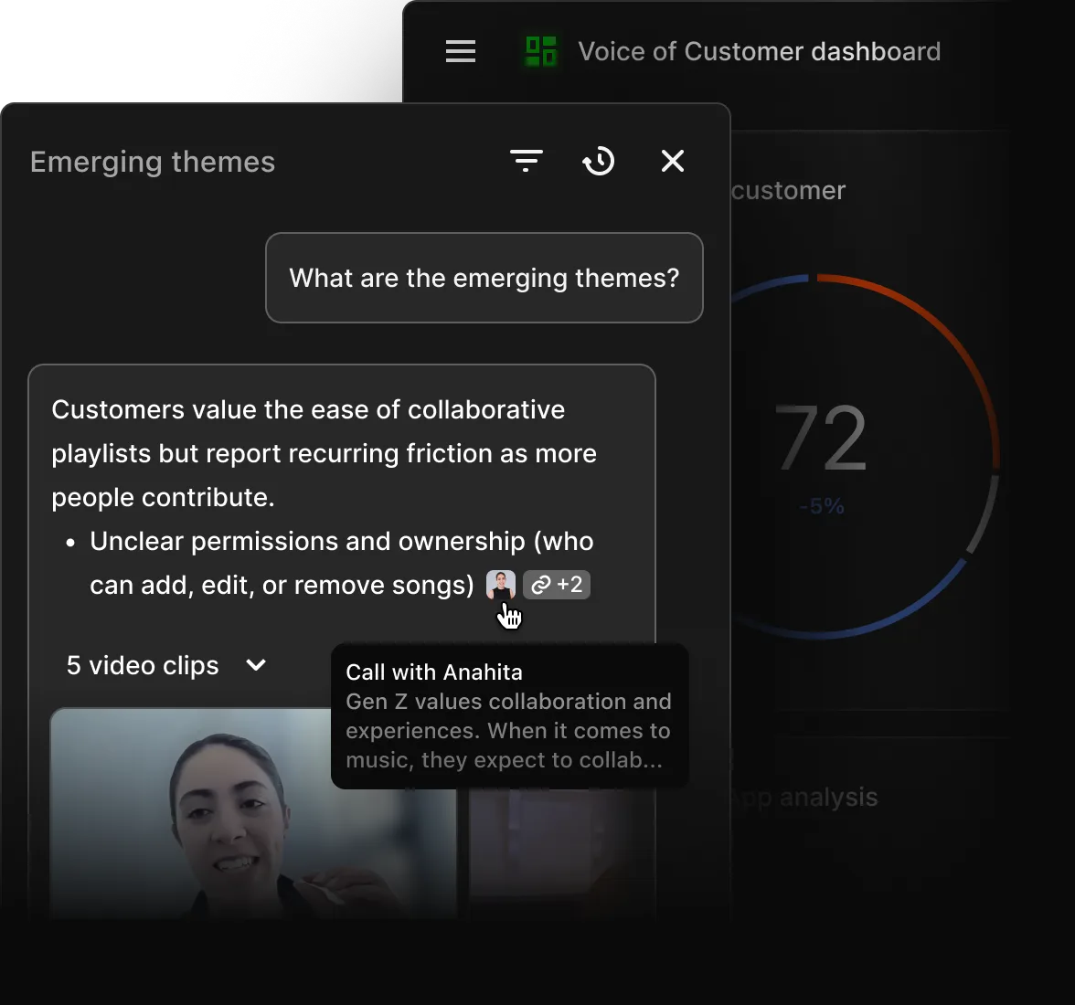Dovetail product screenshot